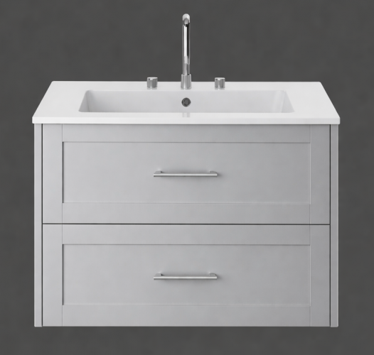 Luxury Dove Grey Finish Wall Hung Two Drawer Vanity Unit – 80 CM by Luxury Group International