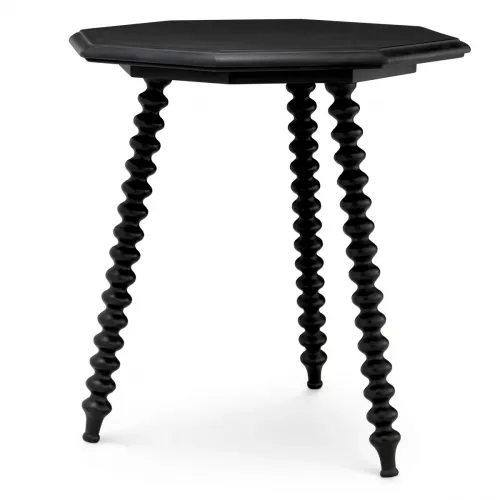 Luxury Classic Black Solid Wood Side Table by Luxury Group International