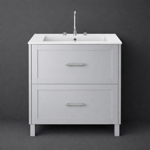 Luxury Dove Grey Finish Freestanding Two Drawer Vanity Unit – 80 CM by Luxury Group International