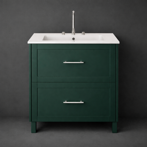 Luxury Classic Green Finish Freestanding Two Drawer Vanity Unit – 80 CM by Luxury Group International