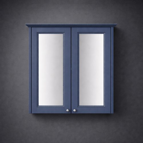 Luxuriöses Maritim-Blau Finish Doppeltür-Spiegel-Wandkabinett - 64 CM von Luxury Group International