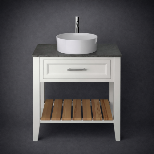 Luxury Chantilly Finish Freestanding Single Drawer Washstand with Open Wood Storage Shelf – 80 CM by Luxury Group International