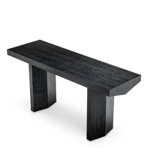 Luxury Black Top Wooden Console Table in Oak Veneer by Luxury Group International