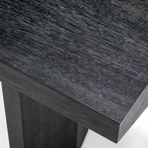 Luxury Black Top Wooden Console Table in Oak Veneer by Luxury Group International