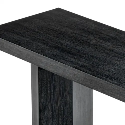 Luxury Black Top Wooden Console Table in Oak Veneer by Luxury Group International