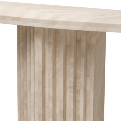 Luxury White Art Deco Travertine Console Table by Luxury Group International