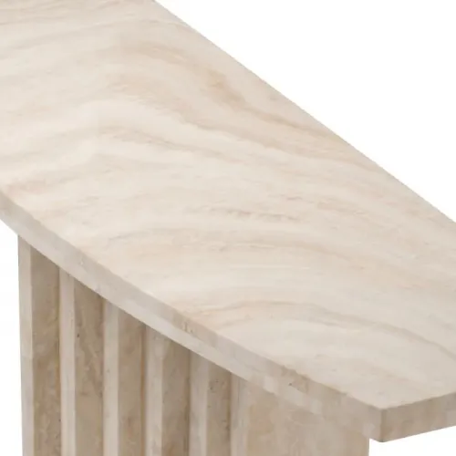 Luxury White Art Deco Travertine Console Table by Luxury Group International