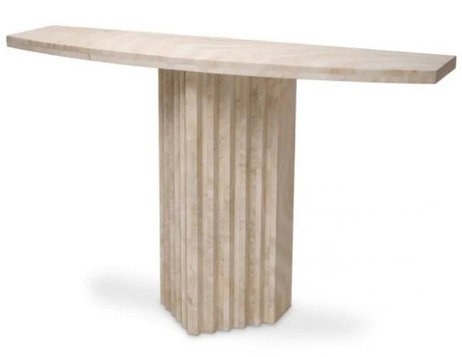 Luxury White Art Deco Travertine Console Table by Luxury Group International