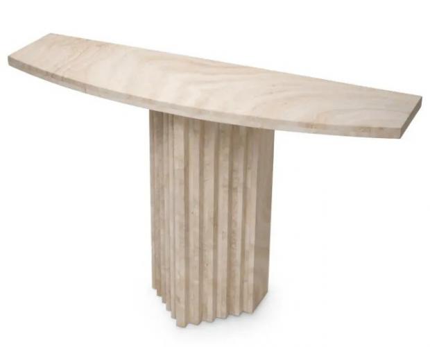 Luxury White Art Deco Travertine Console Table by Luxury Group International