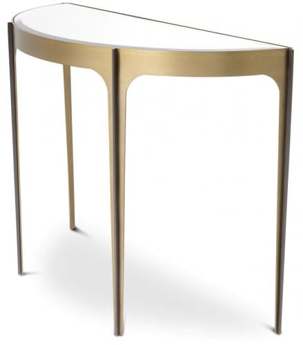 Luxuriöser Konsolentisch aus gebürstetem Messing mit abgeschrägter Spiegelplatte von Luxury Group International