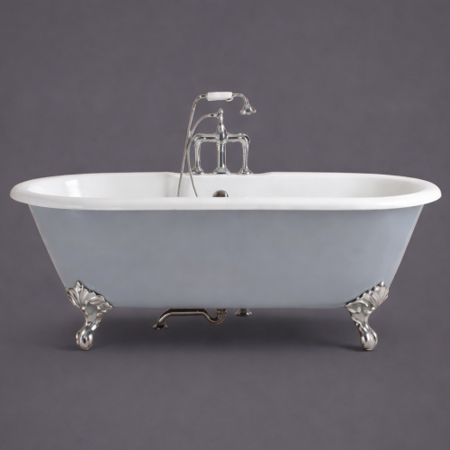 Luxus-Badewanne aus weißem Gusseisen, freistehend, mit zwei Wasserhahnlöchern - 170 CM von Luxury Group International