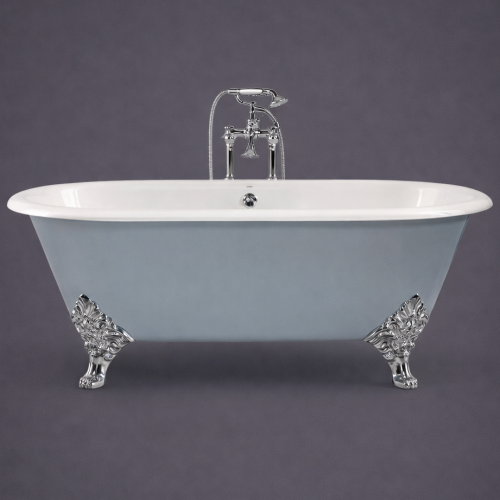 Luxus Weiß Gusseisen freistehende Badewanne mit doppeltem Ende mit Chrom Finish skulpturalen Klauenfuß - 178 CM von Luxury