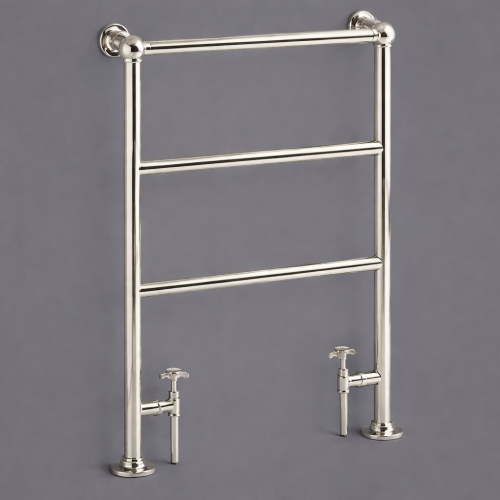 Luxuriöser bodenmontierter beheizter Handtuchhalter aus Edelstahl in Goldoptik - 85 CM von Luxury Group International