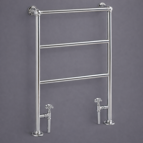 Luxuriöser bodenmontierter beheizter Handtuchhalter in Chromausführung mit Edelstahlrahmen - 85 CM von Luxury Group