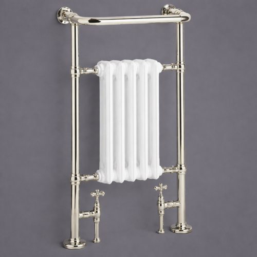 Luxuriöser bodenmontierter beheizter Handtuchhalter in Vintage Gold Finish mit Edelstahlrahmen - 94 CM von Luxury Group