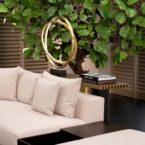 Luxury Brushed Brass & Black Finish Console Table by Luxury Group International