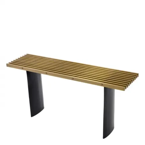Luxury Brushed Brass & Black Finish Console Table by Luxury Group International