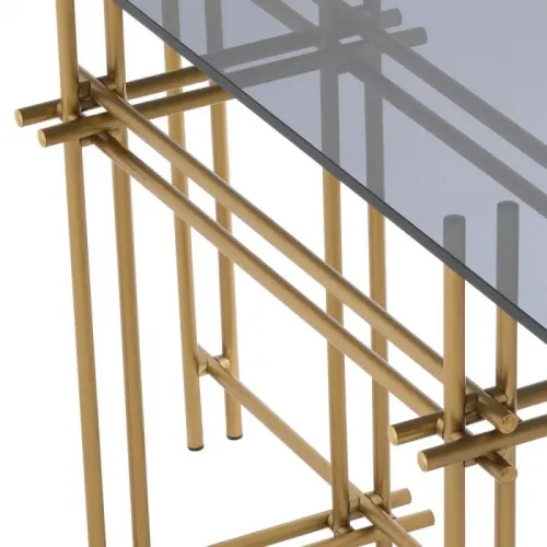 Luxus Konsolentisch aus gebürstetem Messing und Rauchglas von Luxury Group International