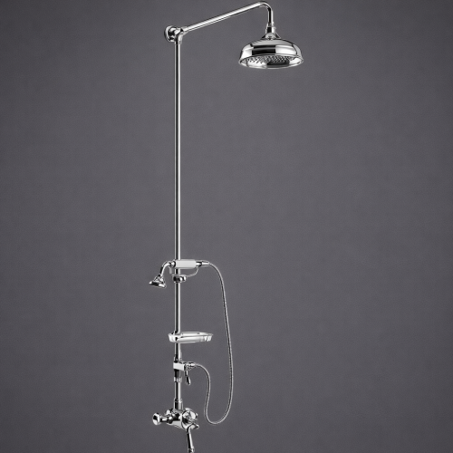 Luxuriöses, verchromtes, freistehendes, starres Thermostat-Duschsystem mit Duschbrause und Handbrause von Luxury Group