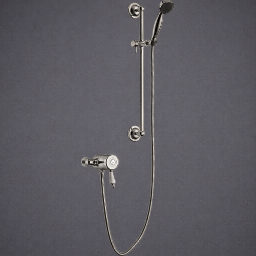 Luxuriöse, vernickelte, freiliegende Thermostat-Dusche mit einem Regler und flexiblem Steigrohrsatz von Luxury Group