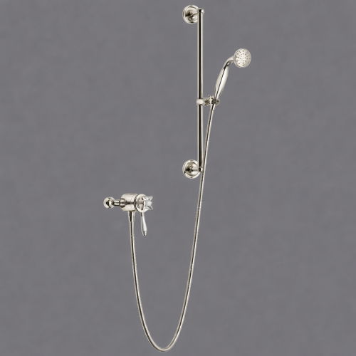 Luxuriöse, freiliegende Thermostat-Doppelbrause mit flexiblem Steigrohrsatz in vergoldeter Vintage-Ausführung von Luxury