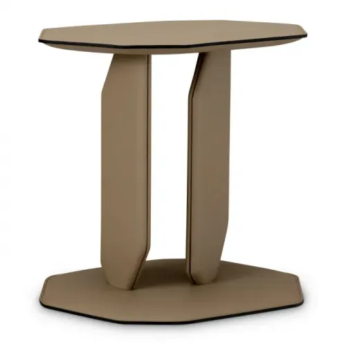 Luxury Brown Faux Leather Side Table by Luxury Group International