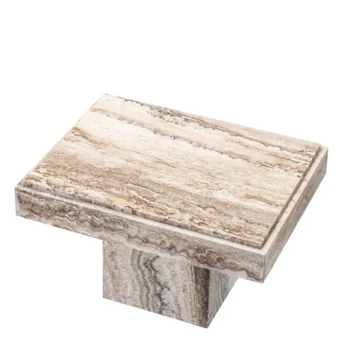 Luxury Silver Travertine Rectangular Side Table by Luxury Group International