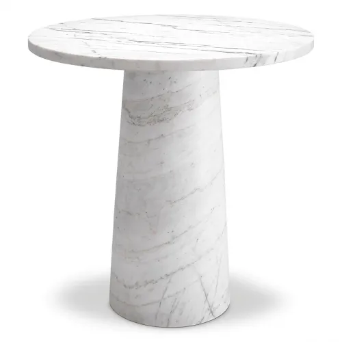 Luxury White Marble Round Side Table by Luxury Group International