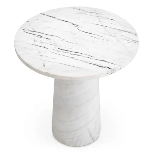 Luxury White Marble Round Side Table by Luxury Group International