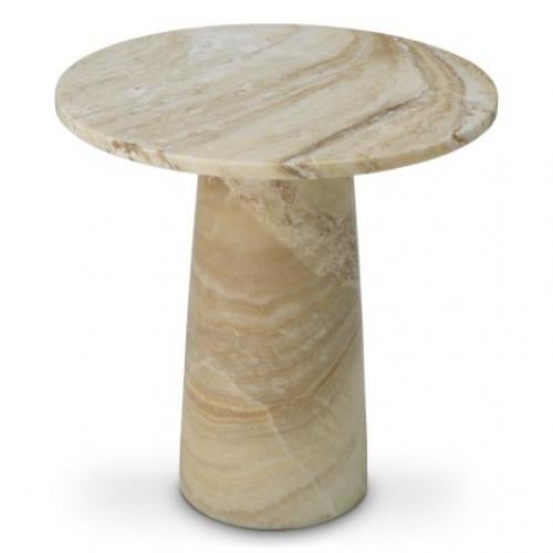 Luxury Beige Marble Round Side Table by Luxury Group International