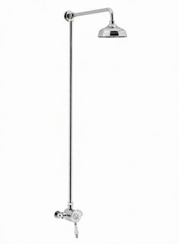 Luxuriöse, freiliegende, thermostatische Dusche mit festem Steigrohrsatz in verchromter Ausführung von Luxury Group