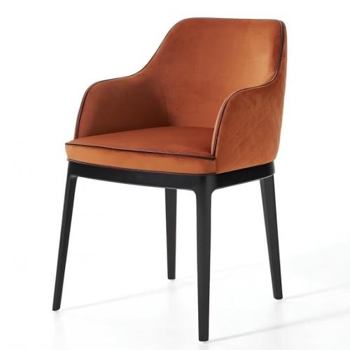 Luxury Caramel Velvet Upholstered Dining Chair with Quilted Backrest by Luxury Group International