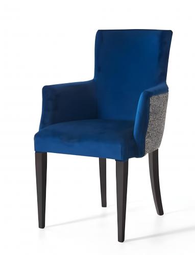 Luxury Blue Velvet Upholstered Dining Armchair with Textured Back Detail by Luxury Group International