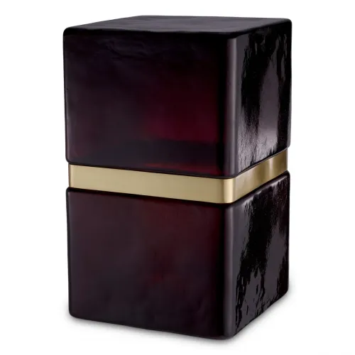 Luxury Glass Side Table Black / Antique Brass by Luxury Group International
