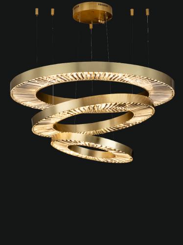 Luxury Triple-Ring Crystal LED Chandelier with Brushed Gold Finish Ø 120 by Luxury Group International