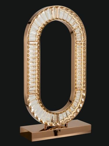 Luxuriöse, moderne LED-Tischlampe aus Kristall mit kreisförmigem (Ring) von Luxury Group International