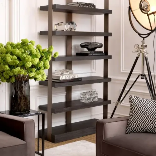Luxury Rectangular Bed Side Table with Bronze Finish & Black Marble Top by Luxury Group International