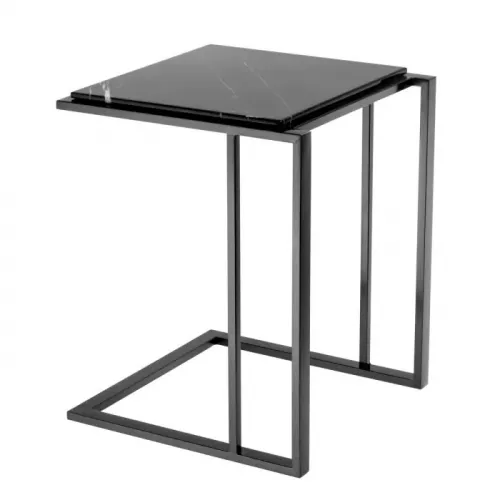 Luxury Rectangular Bed Side Table with Bronze Finish & Black Marble Top by Luxury Group International