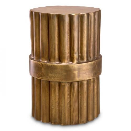 Luxury Round Top Side Table with Antique Brass Finish by Luxury Group International