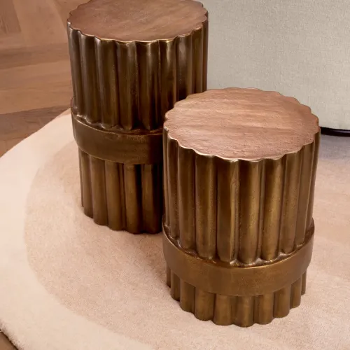 Luxury Round Top Side Table with Antique Brass Finish by Luxury Group International