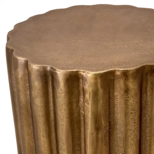Luxury Round Top Side Table with Antique Brass Finish by Luxury Group International