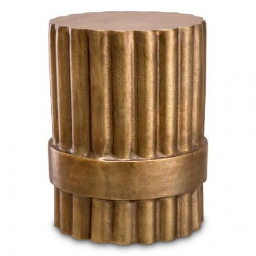 Luxury Round Top Side Table with Antique Brass Finish by Luxury Group International