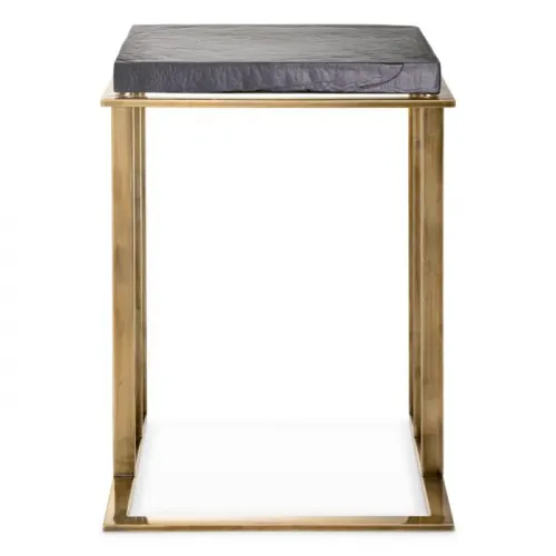 Tavolino rettangolare di lusso con finitura in ottone vintage e vetro lavorato a mano di Luxury Group International