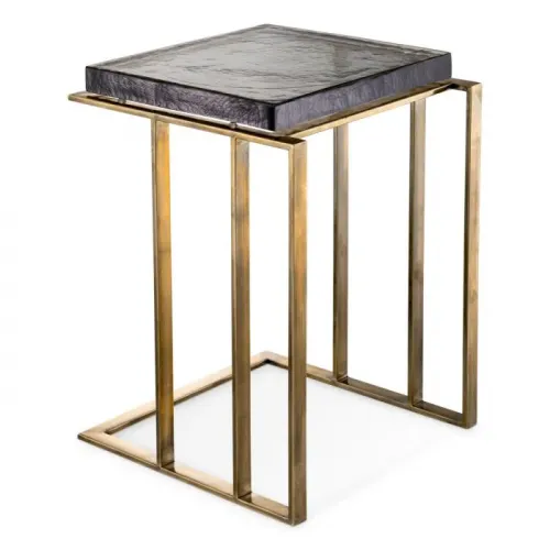 Tavolino rettangolare di lusso con finitura in ottone vintage e vetro lavorato a mano di Luxury Group International