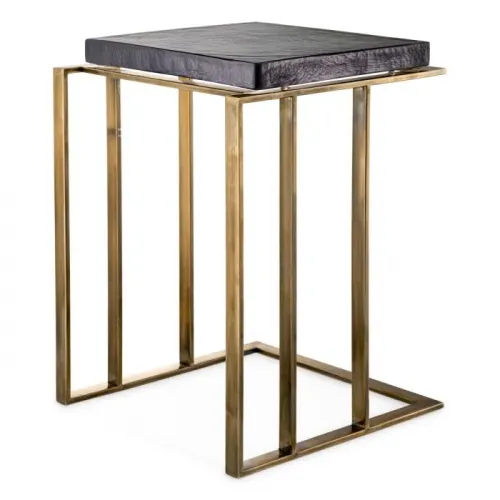 Tavolino rettangolare di lusso con finitura in ottone vintage e vetro lavorato a mano di Luxury Group International