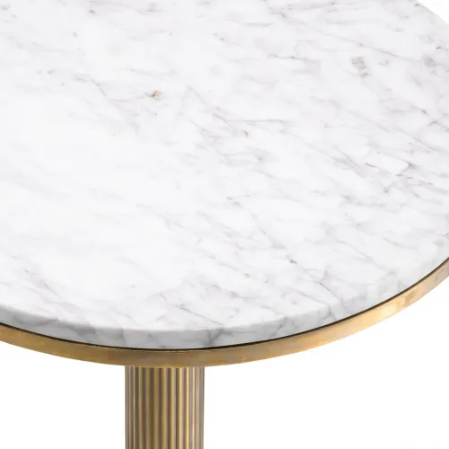 Tavolino rotondo di lusso con piano in marmo bianco e finitura in ottone vintage di Luxury Group International