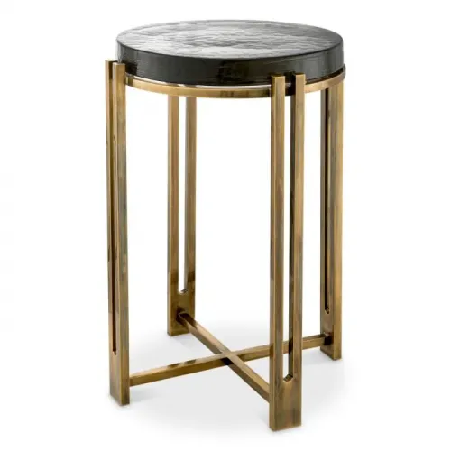 Luxus Vintage Messing Runde Glasplatte Beistelltisch von Luxury Group International