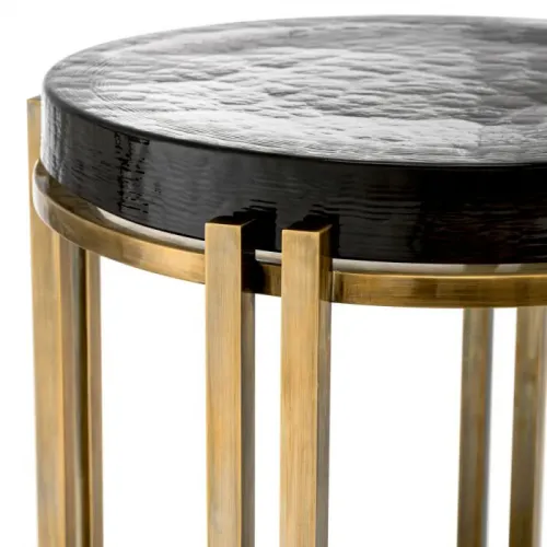 Luxus Vintage Messing Runde Glasplatte Beistelltisch von Luxury Group International