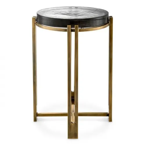 Luxus Vintage Messing Runde Glasplatte Beistelltisch von Luxury Group International