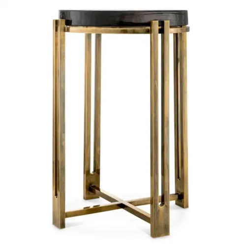 Luxus Vintage Messing Runde Glasplatte Beistelltisch von Luxury Group International